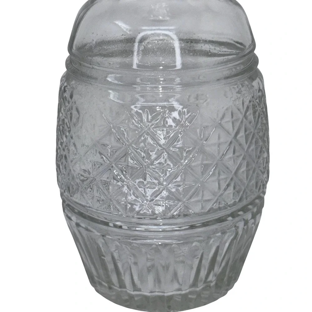 Vintage Clear Glass Decanter w Stopper‎ Diamond Cut Pattern Small Barware 8.5